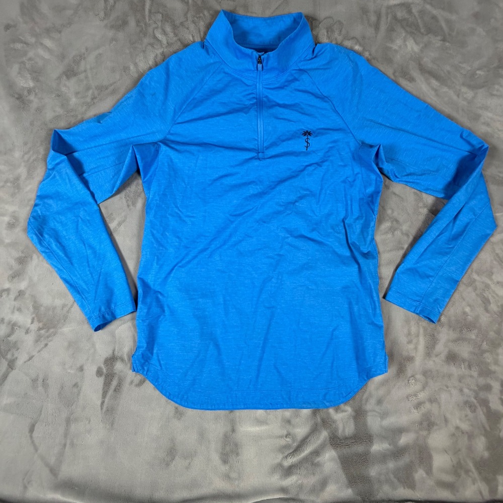 G/FORE Shell Bay Club Mens Small Blue Heathered Quarter Zip Golf Pullover